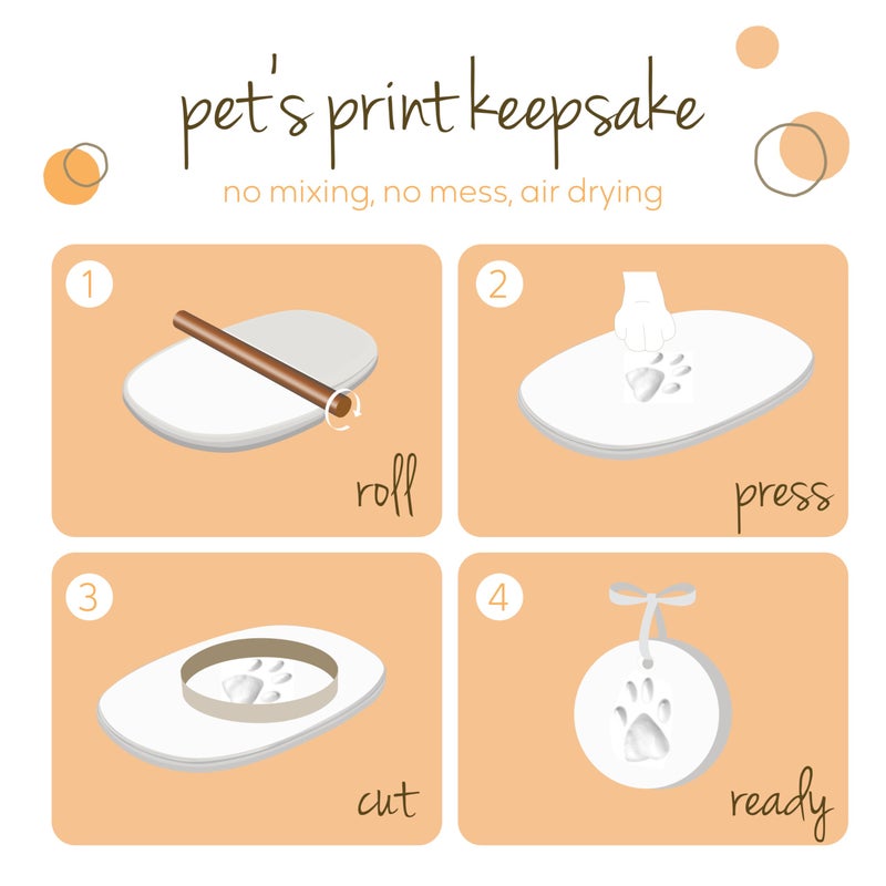 Tiny Ideas Paw Print Keepsake Impression Kit, No Mess Pet Clay Paw Print Mold for Dog and Cat, Ideal Personalized Gift or Memorial Frame for Pet Parents - Image 5